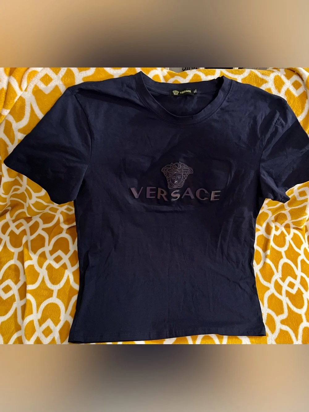 Versace Navy Medusa Logo Short Sleeve Tee